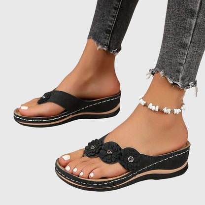 Comfortable Wedge Sandals for Women with Floral Strap Style