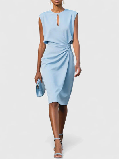 Sleeveless Wedding Guest Midi Dress with Side Slit