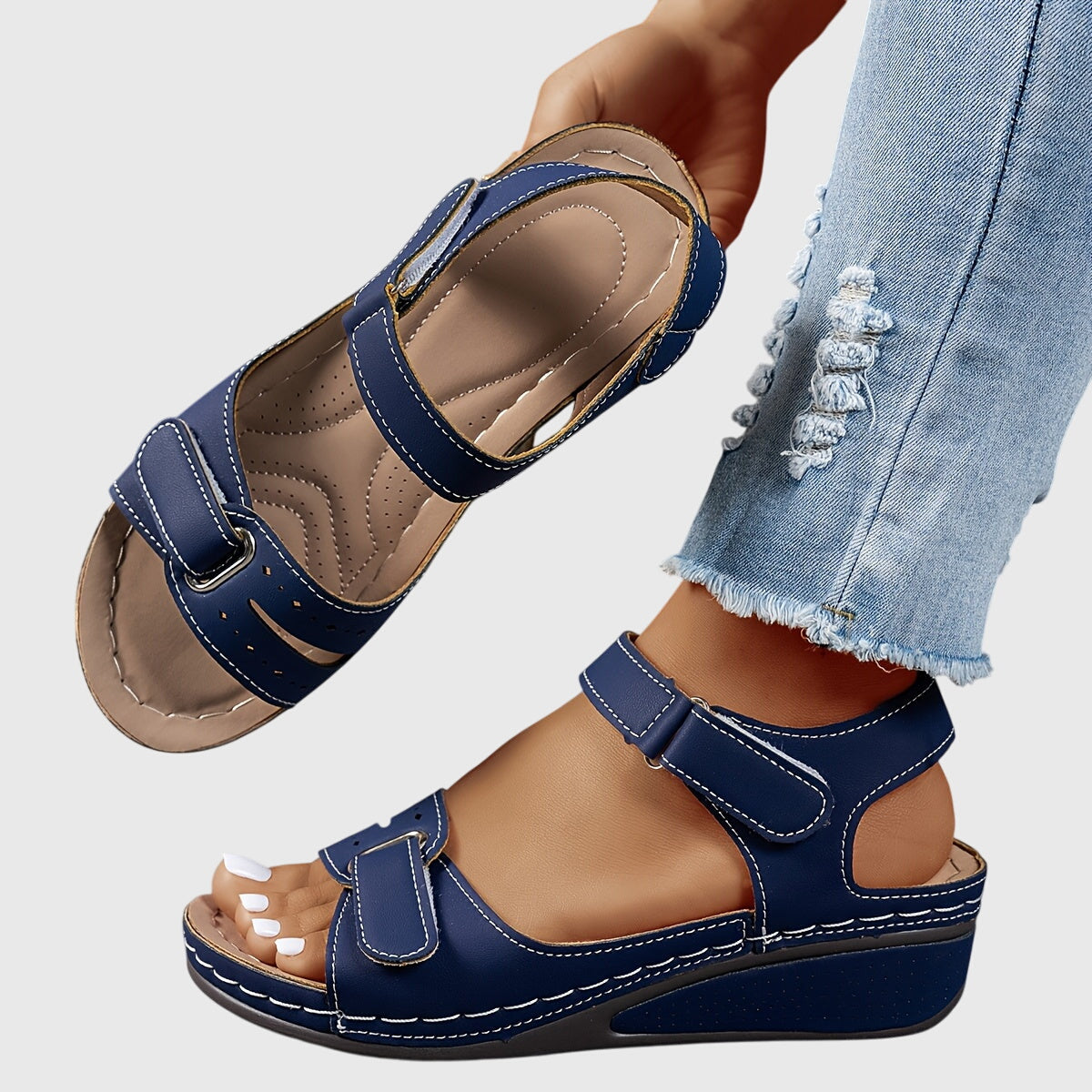Adjustable Strap Wedge Sandals