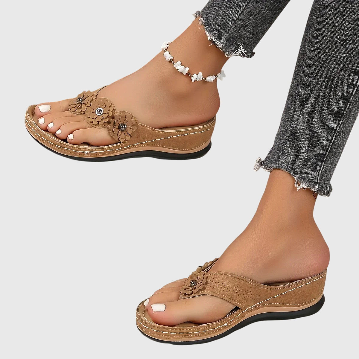 Comfortable Wedge Sandals for Women with Floral Strap Style