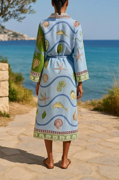 Effortless Blue Maxi Dress for Women with Collared Button Front Style