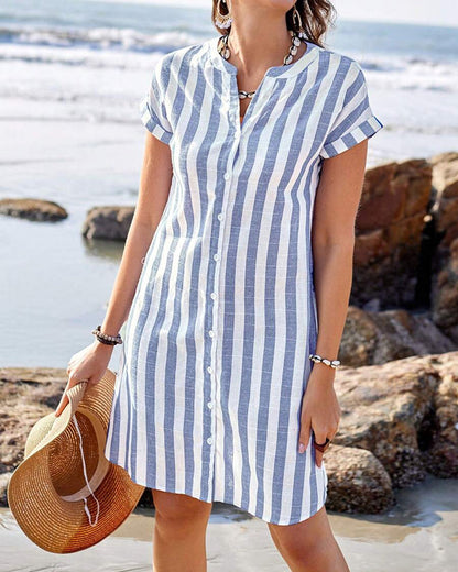Elegant Striped Shirt Dress for Women
