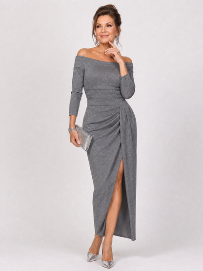 Elegant Midi Dress for Women with Off Shoulder Wedding Guest Dress Style