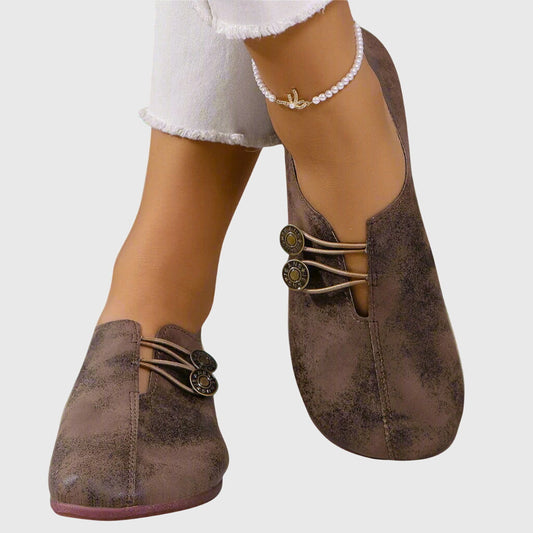 Comfortable Suede Flats with Buckle Detail