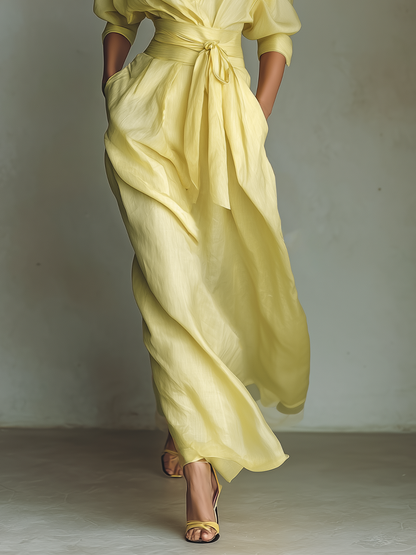 Stylish Yellow Shirt Dress for Women with Long Style
