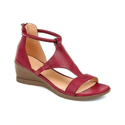 Comfortable Leather Sandals for Women with Wedge Heel Style