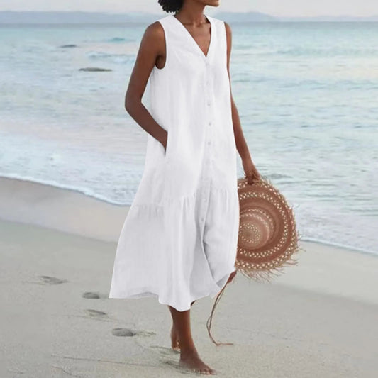Elegant White Sundress for Women