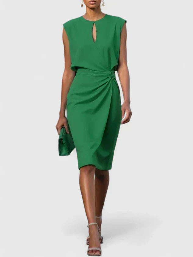 Sleeveless Wedding Guest Midi Dress with Side Slit