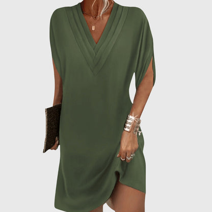 Effortless Mini Dress for Women with V Neck Draped Style