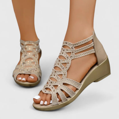 Cutout Wedge Sandals with Open Toe