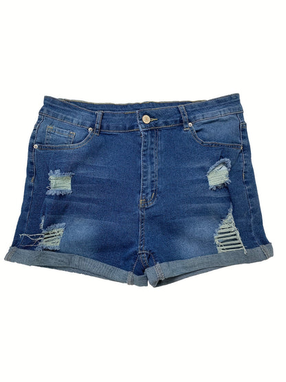 Stylish Ripped Denim Shorts for Women with High Waist Style