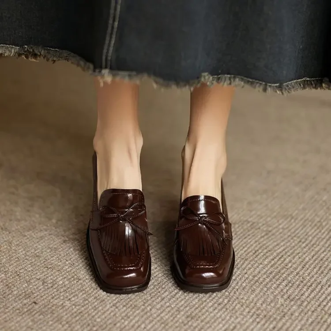 Elegant Tassel Loafer Pumps for Women with Block Heel Style