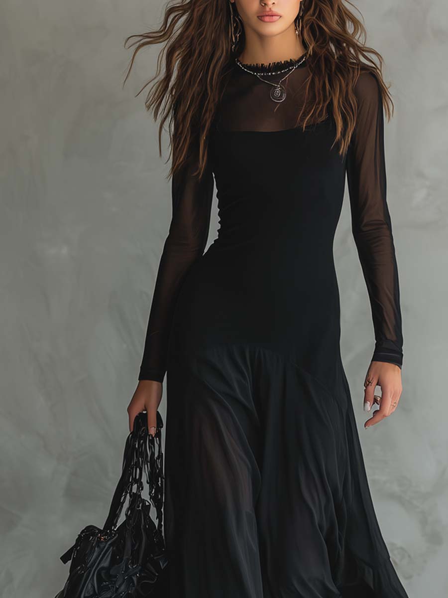 Elegant Black Going Out Dress for Women with Black Tie Formal Style