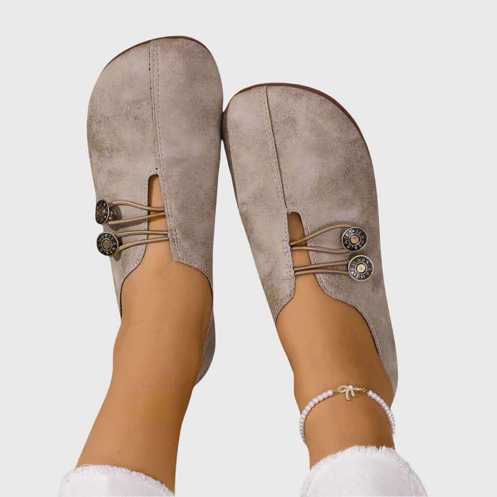 Comfortable Suede Flats with Buckle Detail