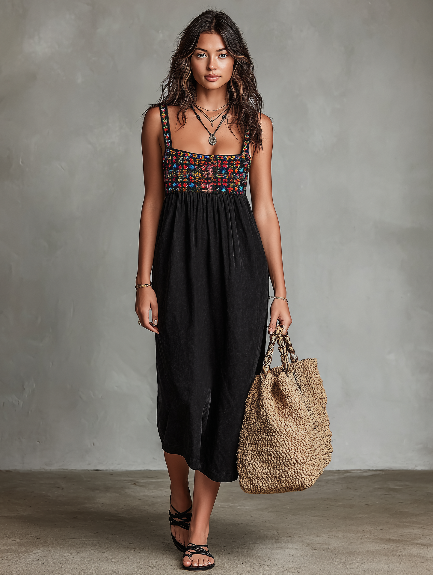 Stylish Black Dress for Women with Square Neck Wedding Guest Dress Style