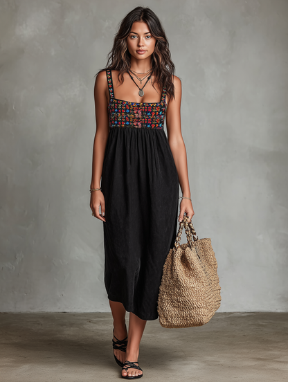 Stylish Black Dress for Women with Square Neck Wedding Guest Dress Style