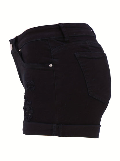 Stylish Ripped Denim Shorts for Women with High Waist Style