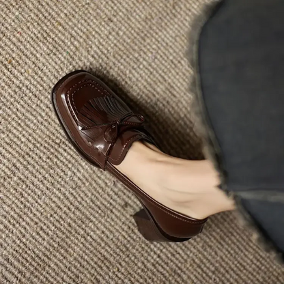 Elegant Tassel Loafer Pumps for Women with Block Heel Style