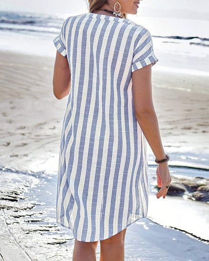 Elegant Striped Shirt Dress for Women