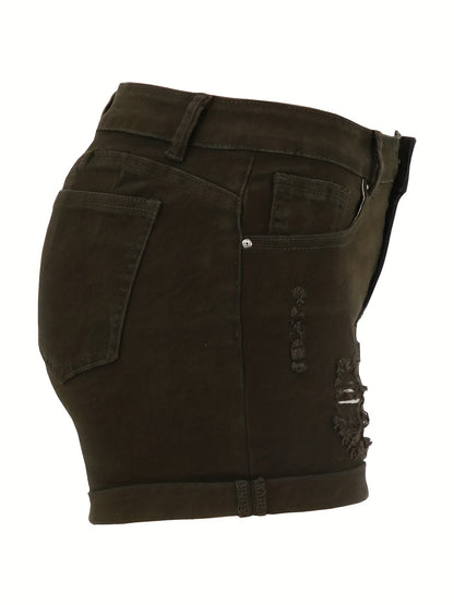 Stylish Ripped Denim Shorts for Women with High Waist Style