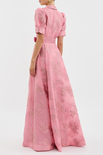 Elegant Pink Maxi Dress for Women with Formal Wedding Guest Style