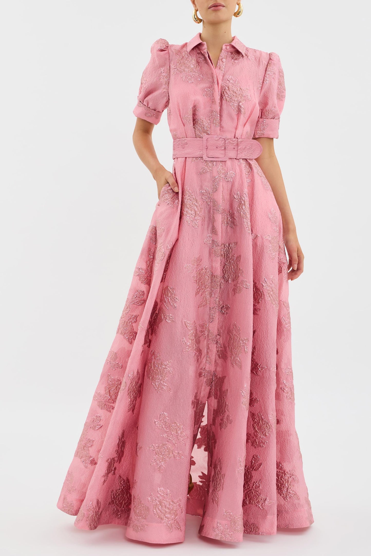 Elegant Pink Maxi Dress for Women with Formal Wedding Guest Style
