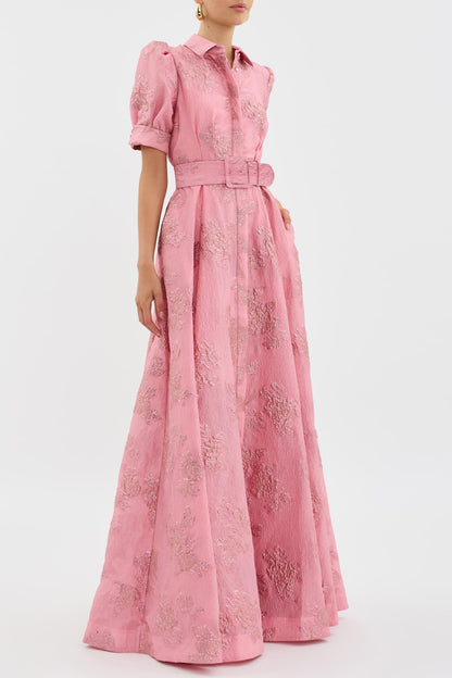 Elegant Pink Maxi Dress for Women with Formal Wedding Guest Style