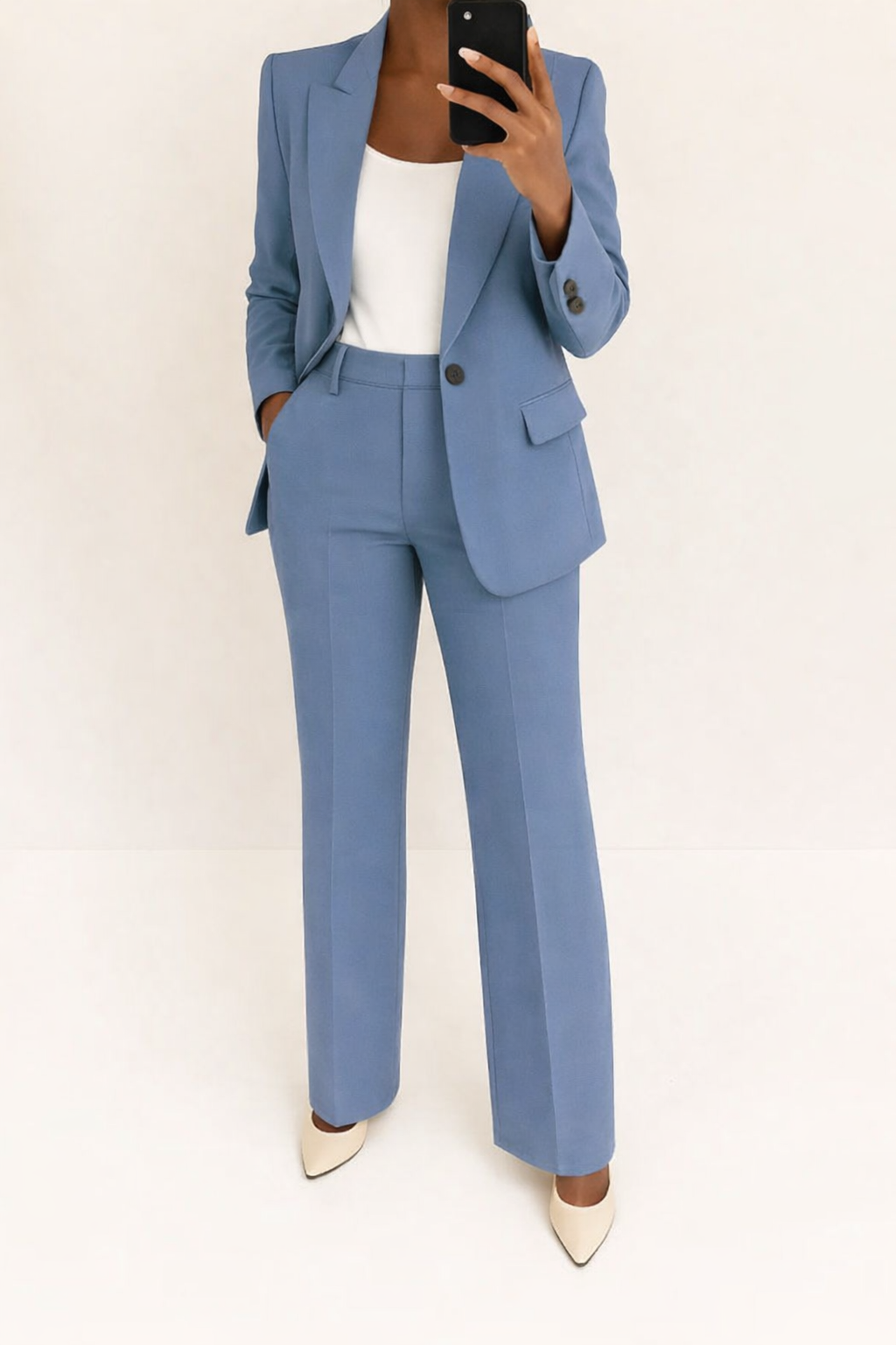 Tailored Pant Suit with Blazer and Wide Leg Pants
