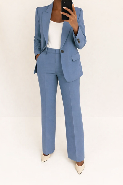 Tailored Pant Suit with Blazer and Wide Leg Pants