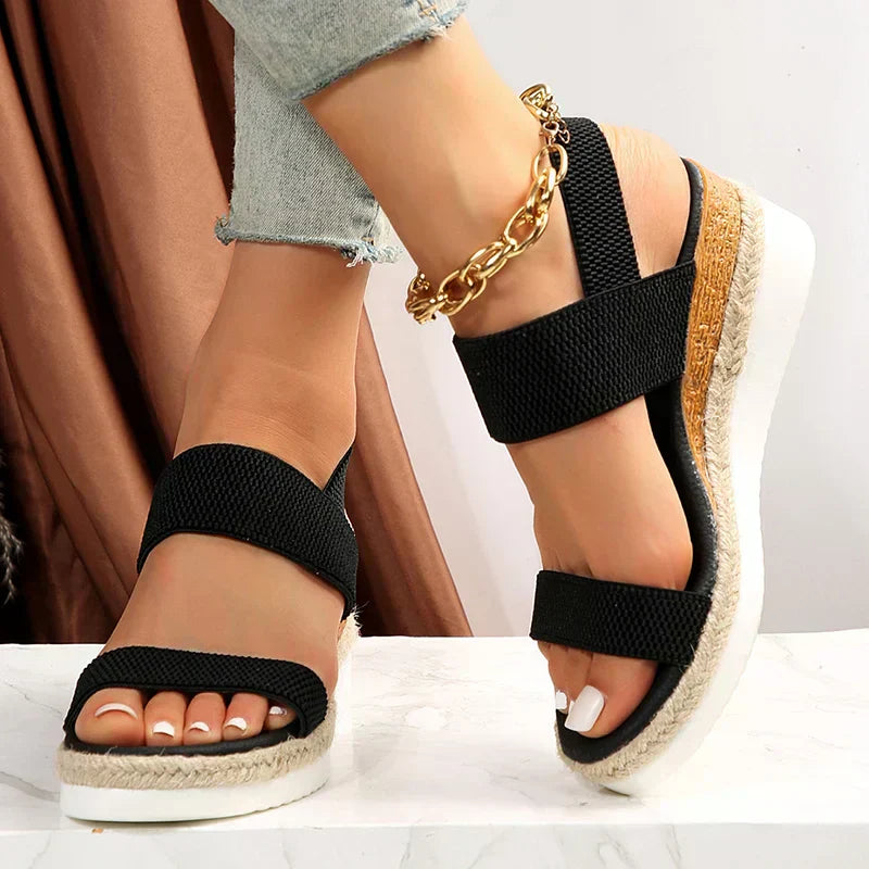 Comfortable Wedge Sandals with Elastic Straps