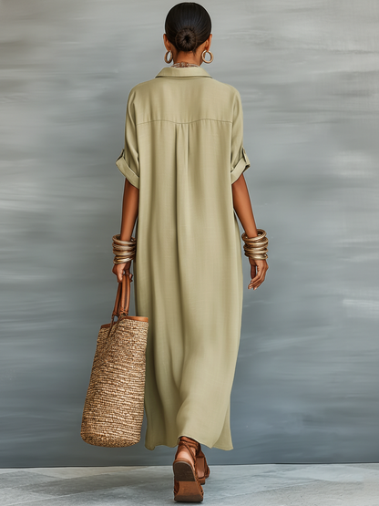 Effortless Shirt Dress for Women with Collared Neck Style