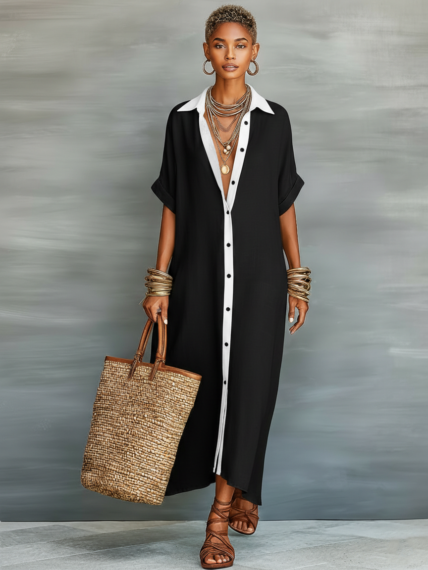 Effortless Shirt Dress for Women with Collared Neck Style