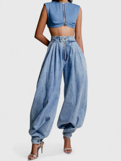 Effortless Relaxed Blue Jeans for Women with High Waist Style