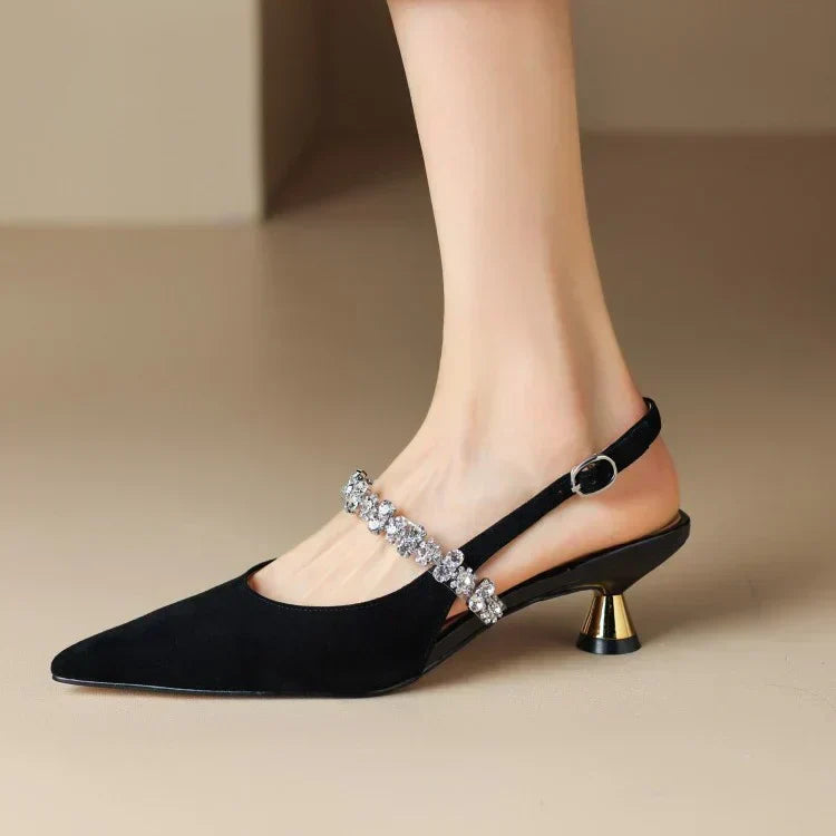 Elegant Wedding Shoes for Women with Rhinestone Strap Style