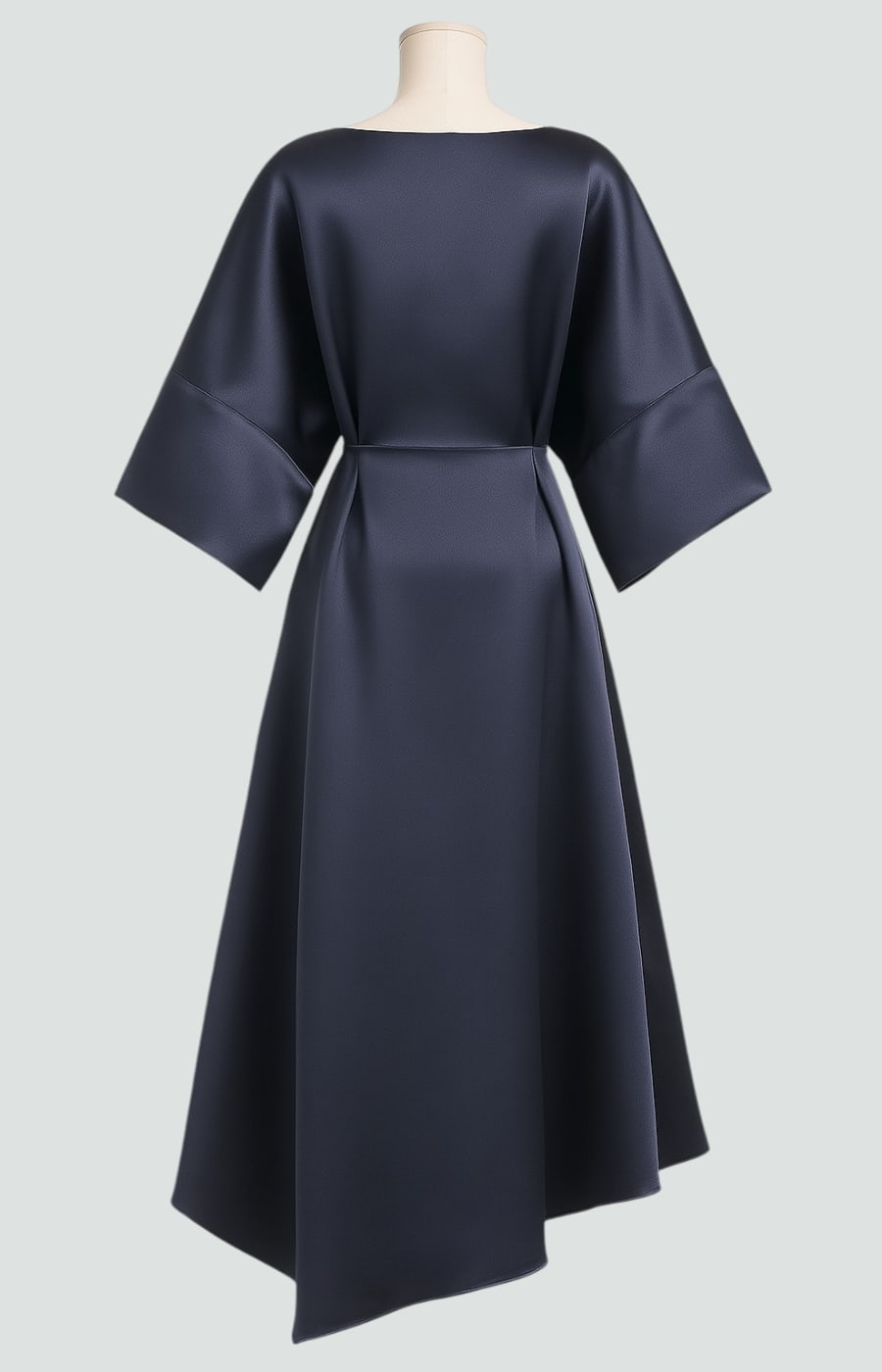 Elegant Satin Midi Dress for Women with Batwing Sleeve Formal Wedding Guest Style