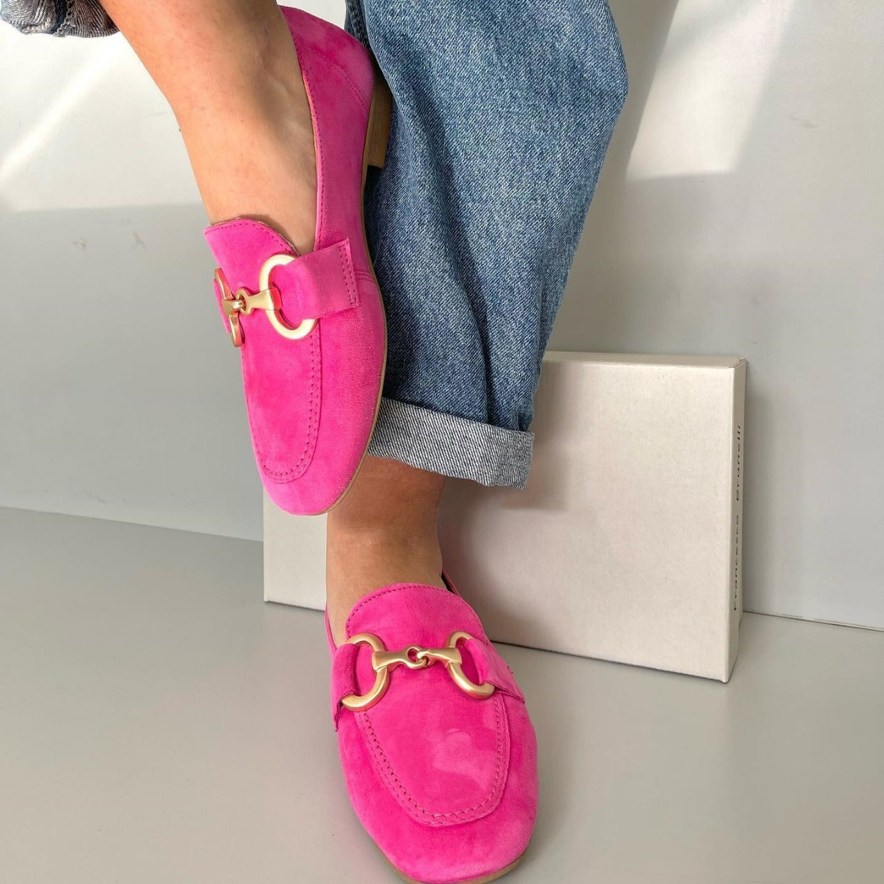 Elegant Pink Loafers for Women with Penny Toe Style