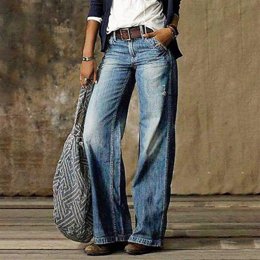 Effortless Relaxed Wide Leg Jeans for Women with High Waist Style