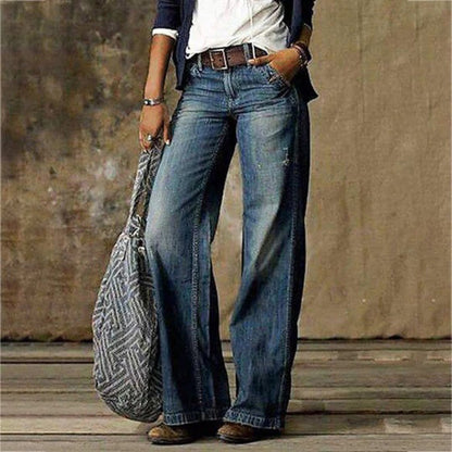 Effortless Relaxed Wide Leg Jeans for Women with High Waist Style