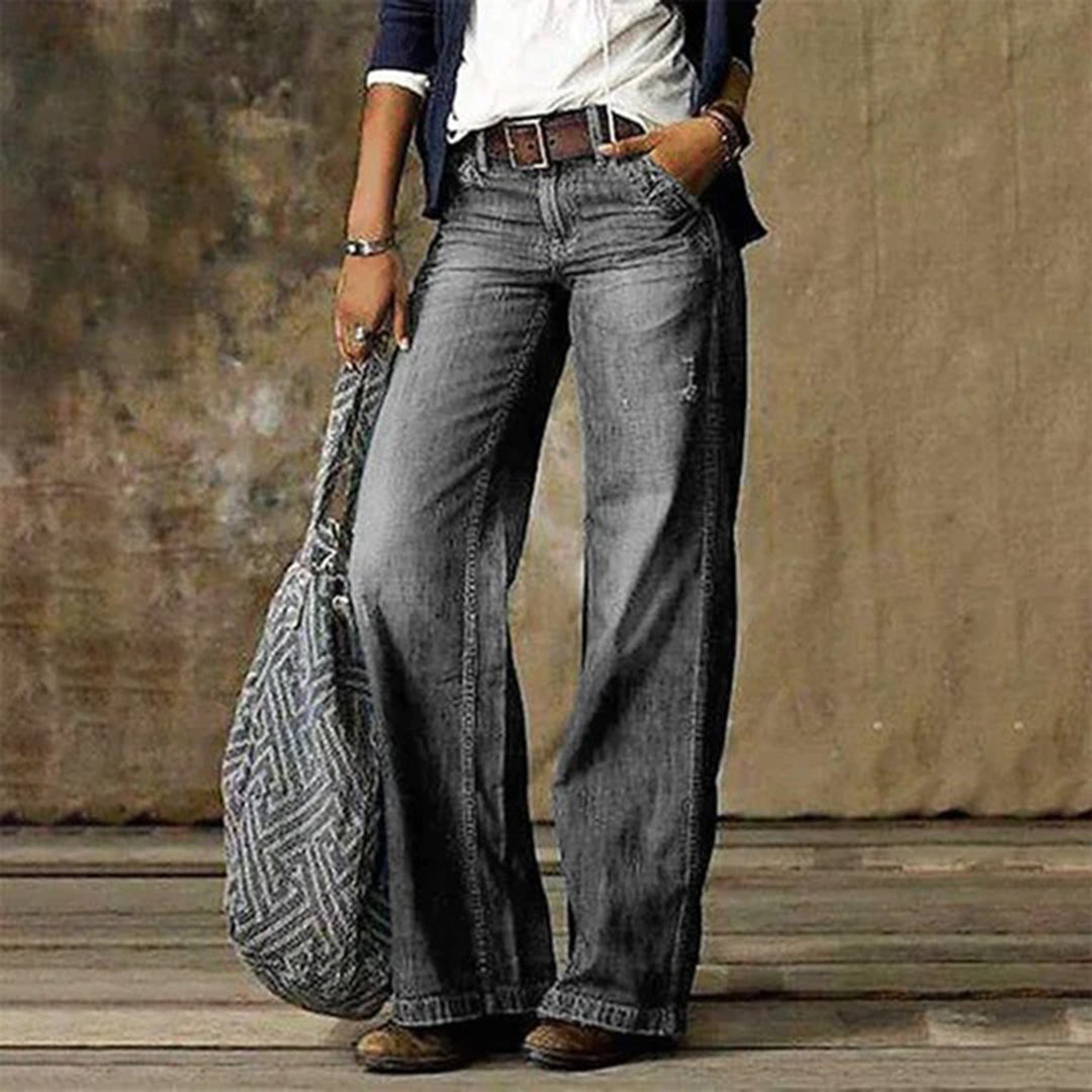 Effortless Relaxed Wide Leg Jeans for Women with High Waist Style
