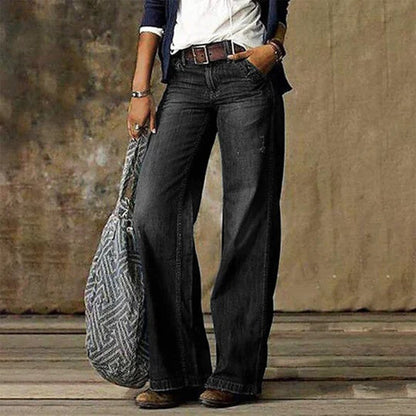 Effortless Relaxed Wide Leg Jeans for Women with High Waist Style