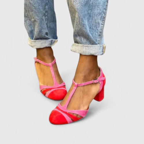 Comfortable Berry Red Slip On Shoes for Women with Round Toe Style
