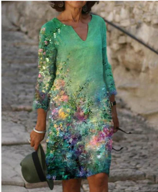 Effortless Green Sundress for Women with Printed Style