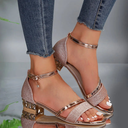 Elegant Wedge Sandals for Women with Metallic Strap Style