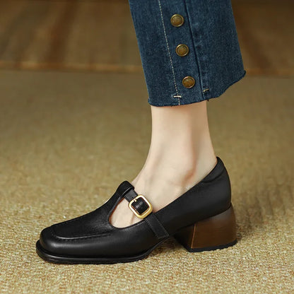 Elegant T-Strap Mary Jane Shoes for Women with Block Heel Style
