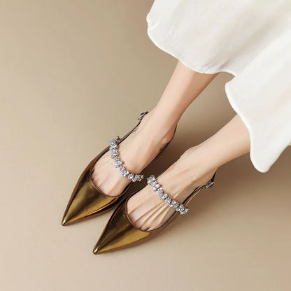 Elegant Wedding Shoes for Women with Rhinestone Strap Style