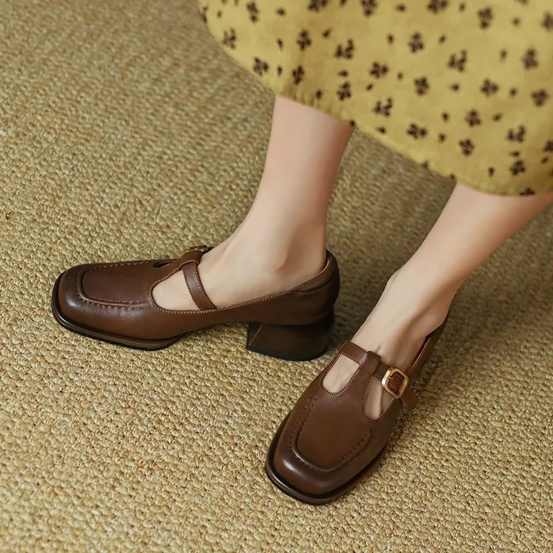 Elegant T-Strap Mary Jane Shoes for Women with Block Heel Style
