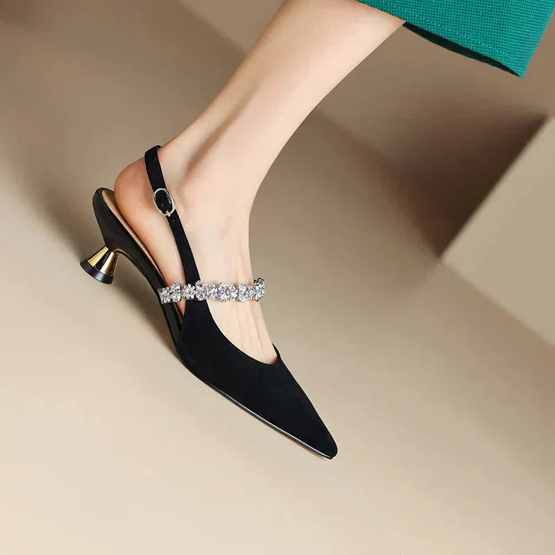 Elegant Wedding Shoes for Women with Rhinestone Strap Style