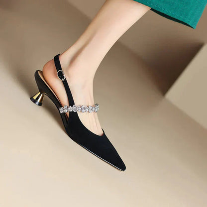 Elegant Wedding Shoes for Women with Rhinestone Strap Style