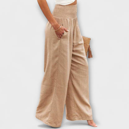 Effortless Khaki Wide Leg Pants for Women with High Waist Style