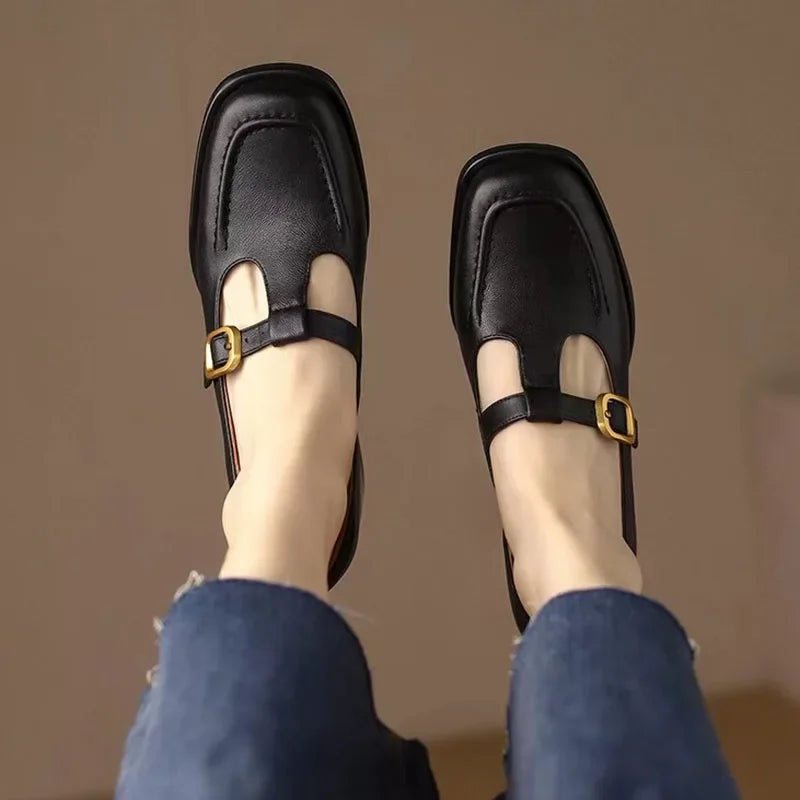 Elegant T-Strap Mary Jane Shoes for Women with Block Heel Style